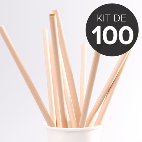 100 pailles en fibres de bambou biodégradable